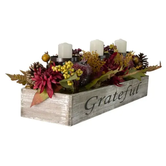 24" Autumn Harvest Pomegranate 3-Piece Candle Holder {5}