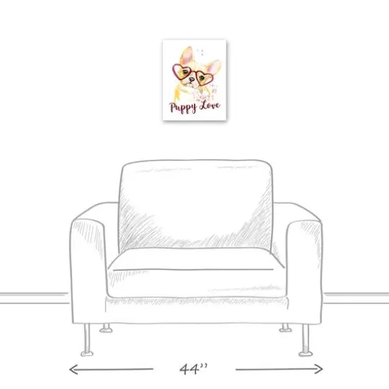 Heart Glasses Puppy Love 11" x 14" Canvas Wall Art {6}