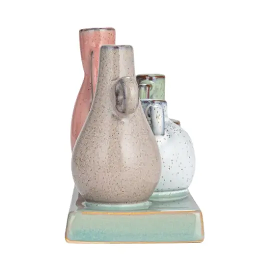 Hello Honey&reg; 5.5" Multicolor with Reactive Glaze Base Mounted Stoneware Vases {7}