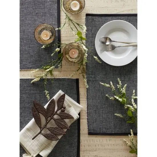 DII&reg; 2-Tone Ribbed Placemats, 6ct. Black and white {7}