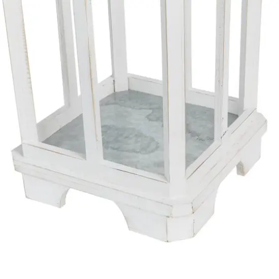 Glitzhome&reg; Wash White Farmhouse Wooden Church Window Frame Lanterns, 2ct. {9}