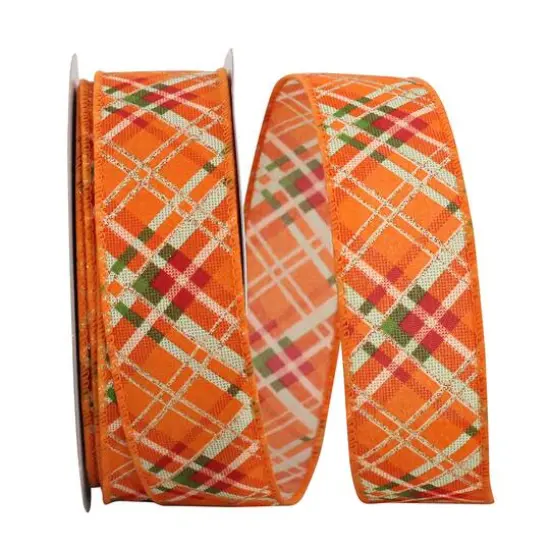 JAM Paper 1.5" x 20yd. Wired Plaid Tonal Sparkle Ribbon {1}