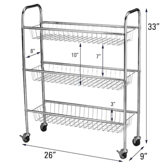 Household Essentials 33" Triple Tier Slim Storage Cart {4}