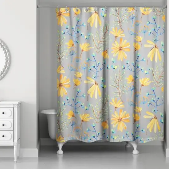 Spring Florals Shower Curtain Gray {3}