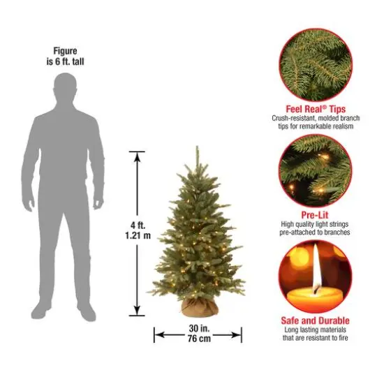 4ft. Pre-Lit Everyday Collection Burlap Artificial Tabletop Christmas Tree, Clear Lights {5}