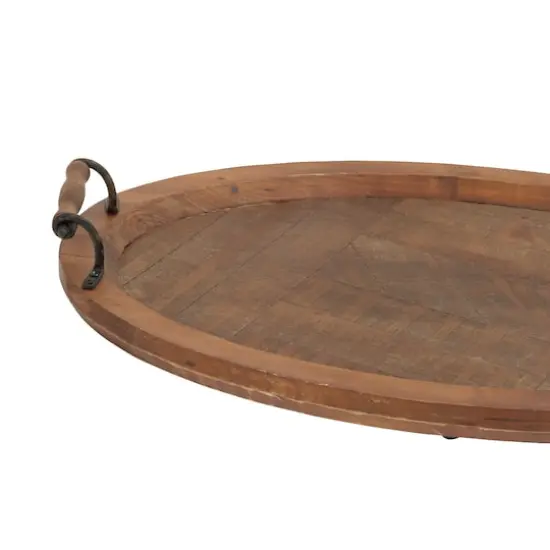 29" Natural Brown Wood Rustic Tray {5}