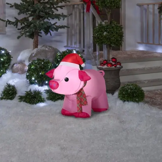 3ft. Airblown&reg; Inflatable Christmas Pig {4}