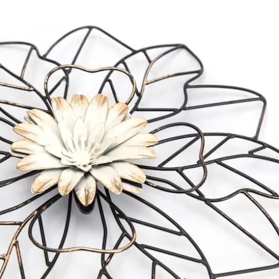 Habitat Decor Maggie Black & Gold Flower Metal Wall Art Set {5}