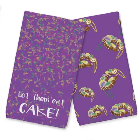 Let Them Eat Cake Mardi Gras Tea Towel Set {1}