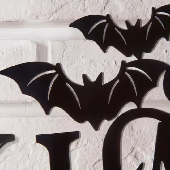 Glitzhome&reg; Black Metal Happy Halloween Wall Sign {6}