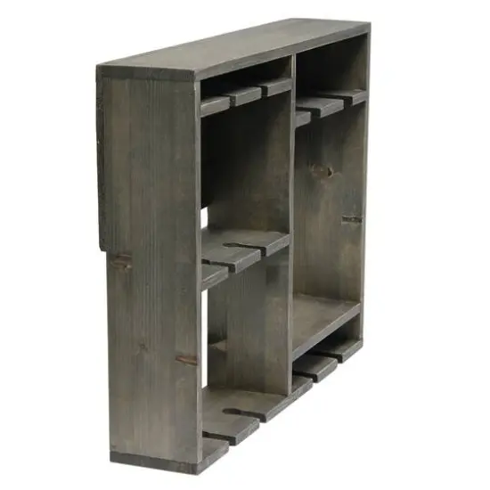 Elegant Designs Wall Mounted Wine Rack Shelf & Glass Holder Rustic Gray {10}