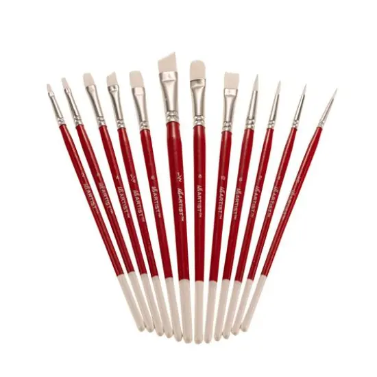 Hello, Artist! Short Handle White Taklon 12 Piece Brush Set {19}