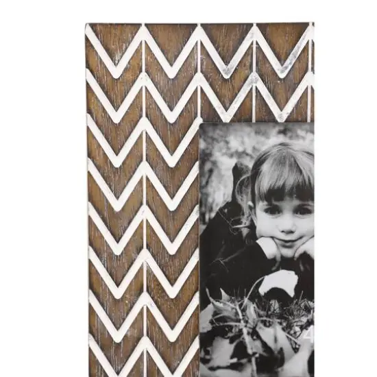 2 Pack Brown & White Chevron Modern 8" x 9" Frame {4}
