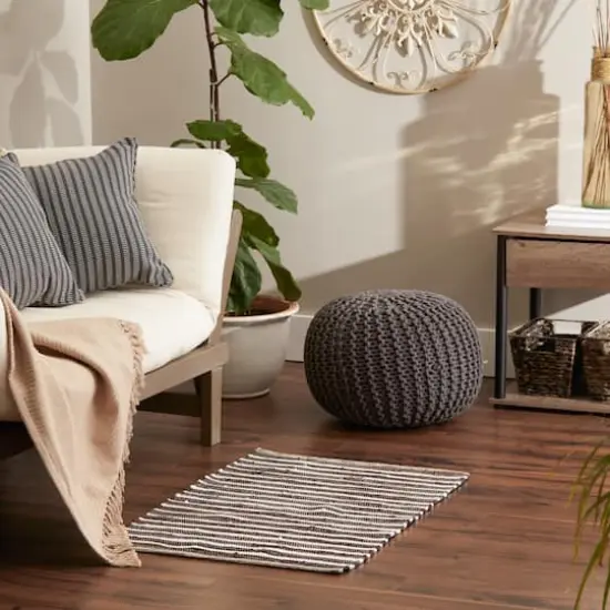 DII&reg; Slim Stripe Cotton Chindi Rug, 2ft. x 3ft. Dark Brown {4}