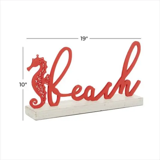 19" Red Coastal Beach Sign {8}