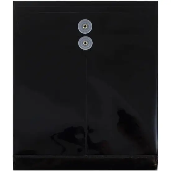 JAM Paper Letter Size Plastic Envelopes with Button & String Tie Closure, 12ct. Black {1}