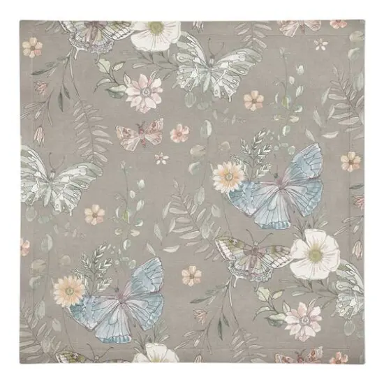 Butterflies Cotton Twill Napkin Gray {1}