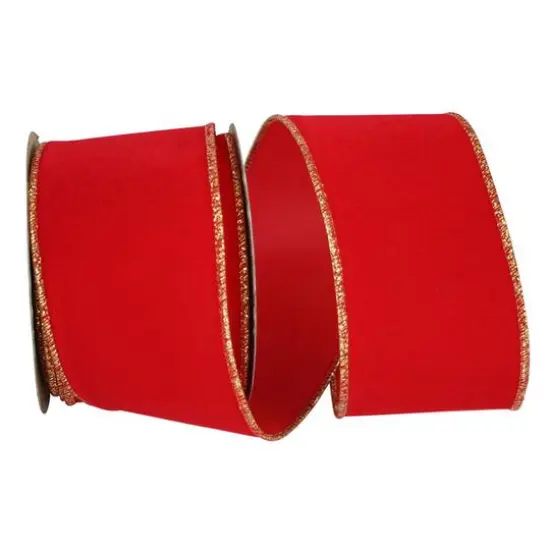 Reliant 2.5" x 10yd. Velvet Duro Domestic Wired Ribbon Hot Red/Gold {1}