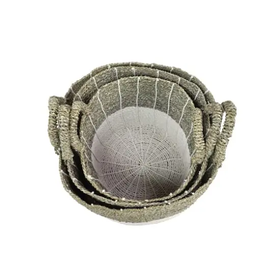 White Seagrass Contemporary Storage Basket Set {3}