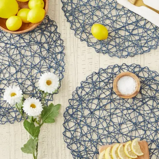 DII&reg; Woven Paper Round Placemats, 6ct. French Blue {5}