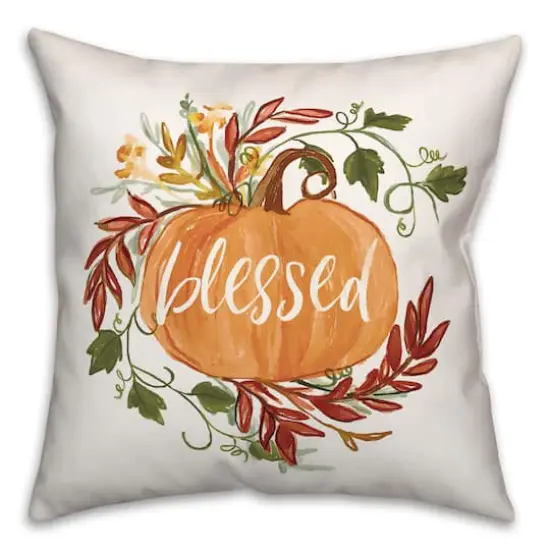 Blessed Pumpkin Vine Throw Pillow {1}