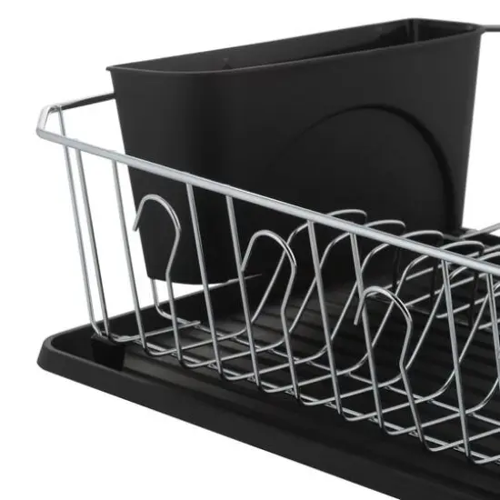 Kitchen Details Black 3-Piece Chrome Dish Rack Set {7}