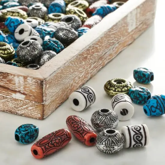 Multicolored Etched Crafting Beads by Bead Landing&trade; {3}
