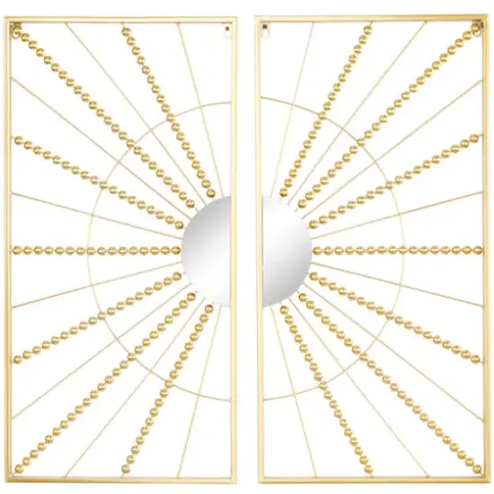 CosmoLiving by Cosmopolitan Gold Metal Half Moon Mirror Geometric Wall Decor with Gold Frame Set of 2 16", 32" {1}