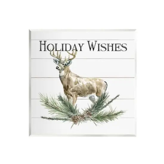Stupell Industries Holiday Wishes Seasonal Deer Wall Plaque Art {1}