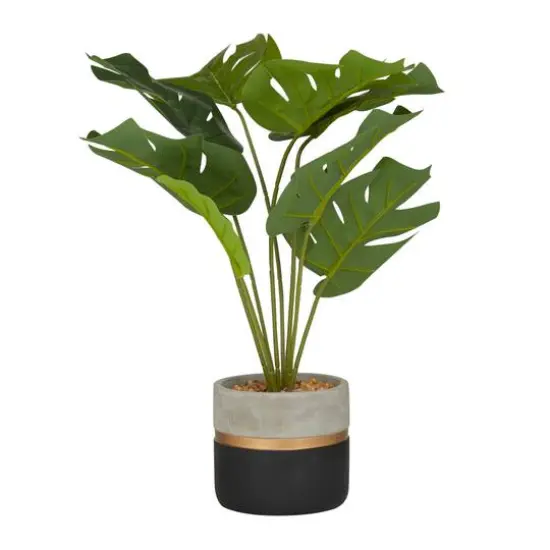 18" Green PVC Monstera Contemporary Artificial Foliage {6}