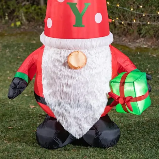 Glitzhome&reg; 6ft. Lighted Inflatable Gnome D&eacute;cor {6}