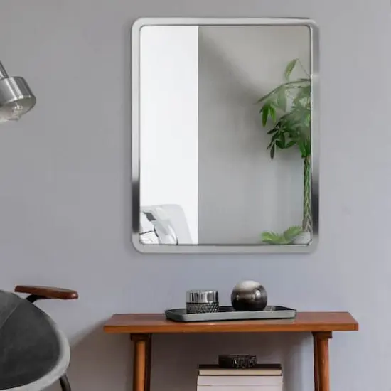 Head West Brushed Nickel 24" x 30" Rounded Edge Framed Accent Vanity Mirror {4}