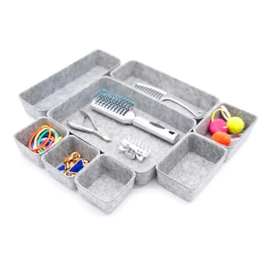 Welaxy Felt 8 Piece Drawer Organizer Tray Set Gray {5}