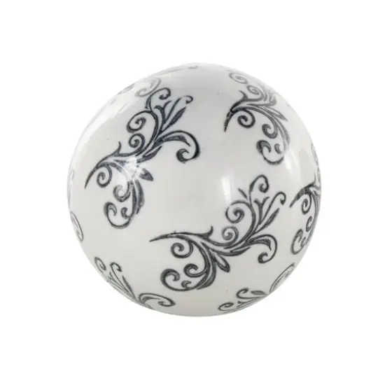 3" White & Black Floral Ceramic Decorative Ball Orbs Set {5}