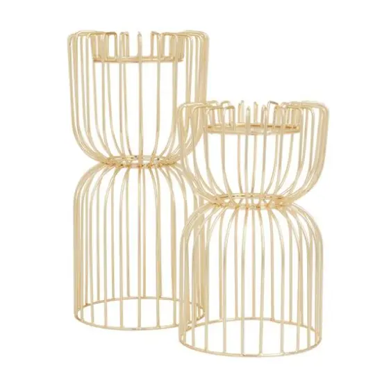 CosmoLiving by Cosmopolitan Gold Iron Glam Candle Holder, 13" x 10" {4}