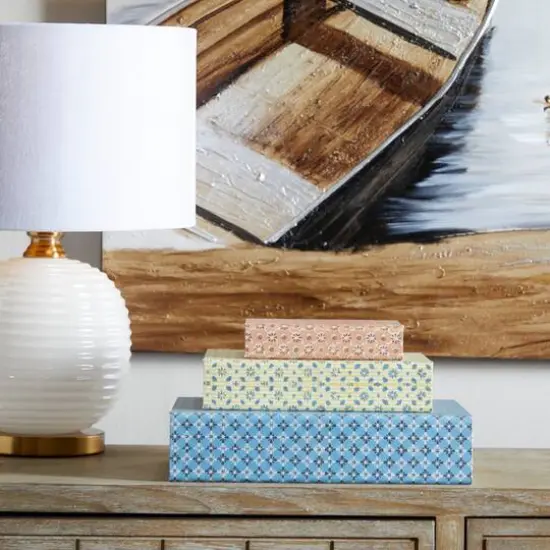 Floral Canvas Faux Book Box Set {9}