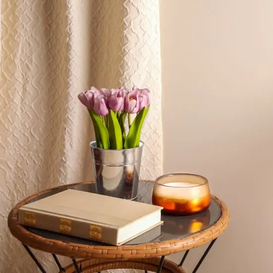 9" Tulip Bouquet in Metal Pot Mauve {4}