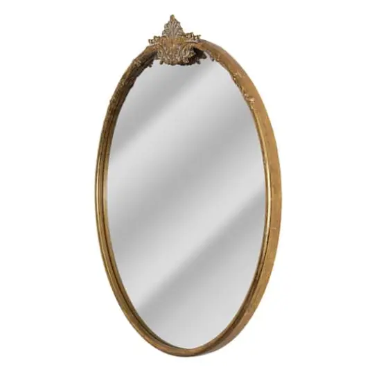 Head West 24" Vintage Ornate Round Gold Metal Frame Mirror {1}