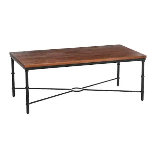 Hello Honey&reg; Saratoga 4ft. Dark Chestnut Rustic Solid Wood & Metal Coffee Table {1}