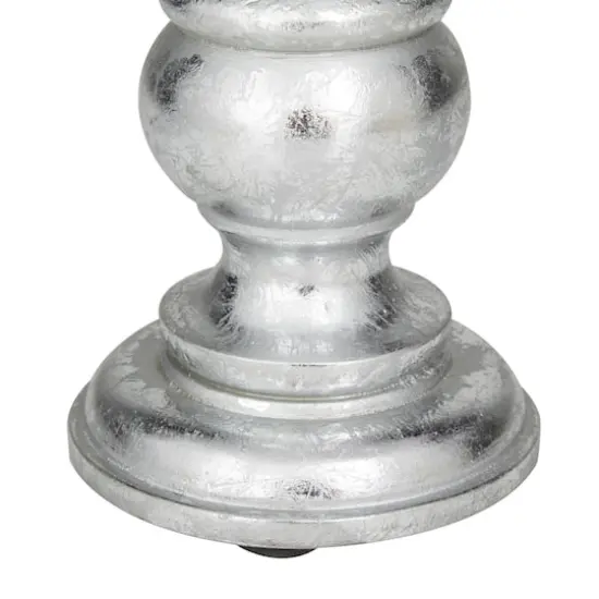 Mango Wood Traditional Candle Holder Set Silver {5}