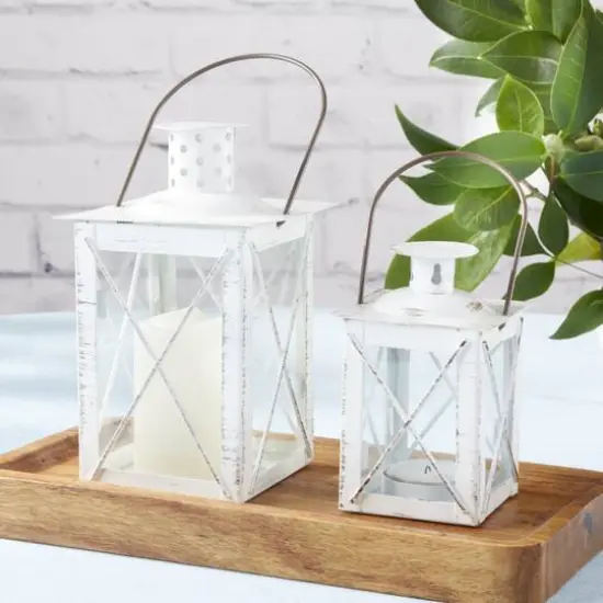 Kate Aspen&reg; Medium Luminous White Lantern Tea Light Holder {7}