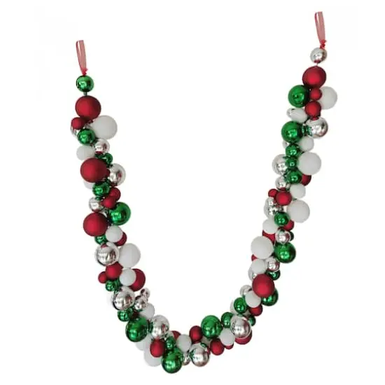 6ft. Green, White & Red Ball Ornament Garland by Ashland&reg; {1}
