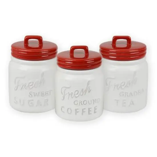 DII&reg; 5.6" Red Ceramic Jar Canister Set, 3ct. {9}