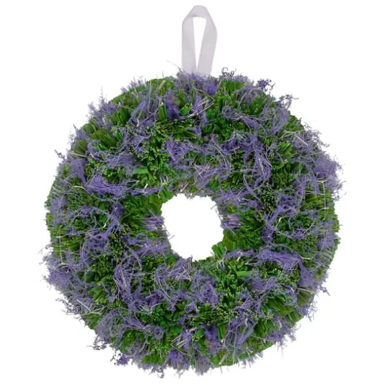 14.5" Purple Reindeer Moss & Green Twig Spring Wreath {1}