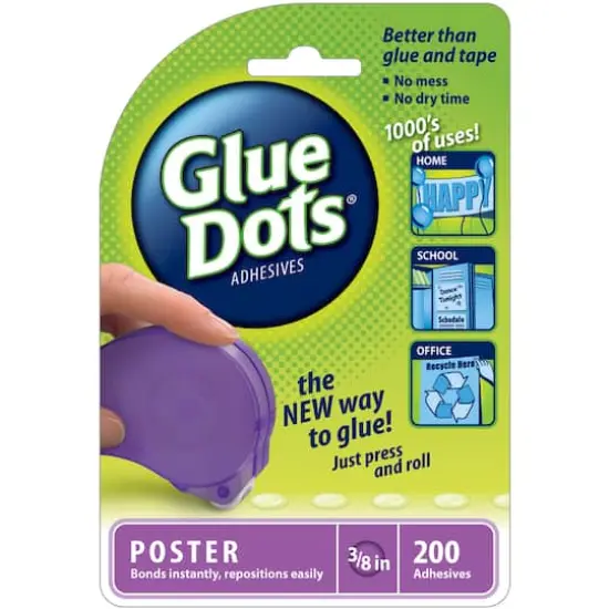 Glue Dots .375" Poster Dot Disposable Dispenser-200 Clear Dots {1}