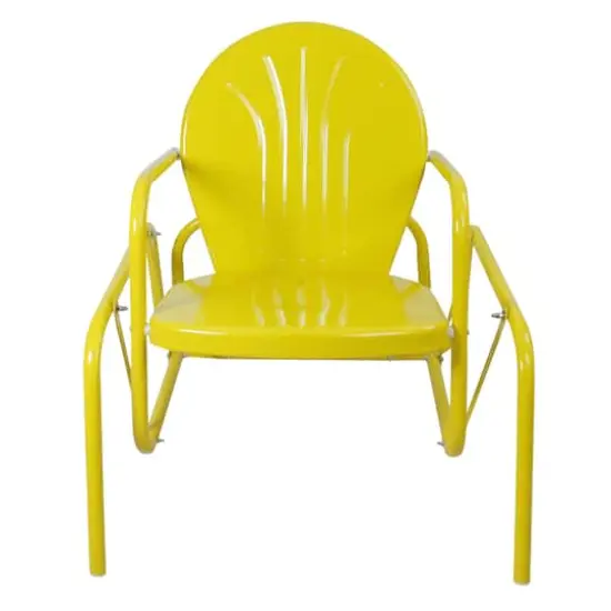 Outdoor Retro Metal Tulip Glider Patio Chair Yellow {1}
