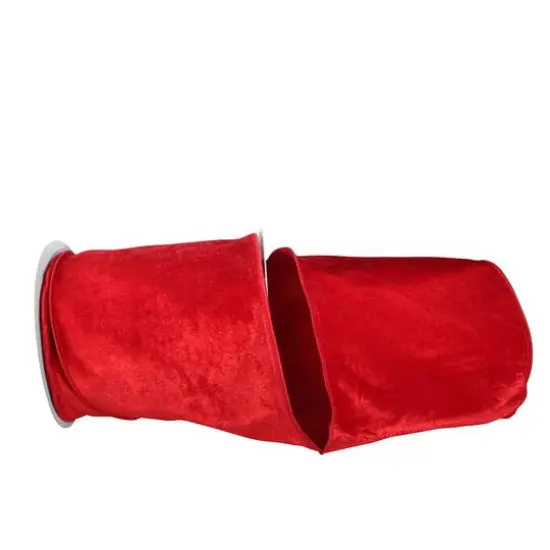 JAM Paper 6" x 10yd. Red Dupioni Backed Wired Plush Velvet Ribbon {1}