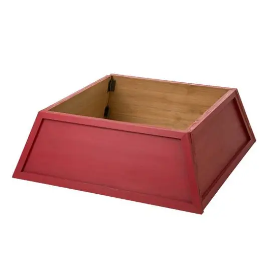 Glitzhome&reg; 32" Red Trapezoid Believe in the Magic Christmas Tree Collar {8}