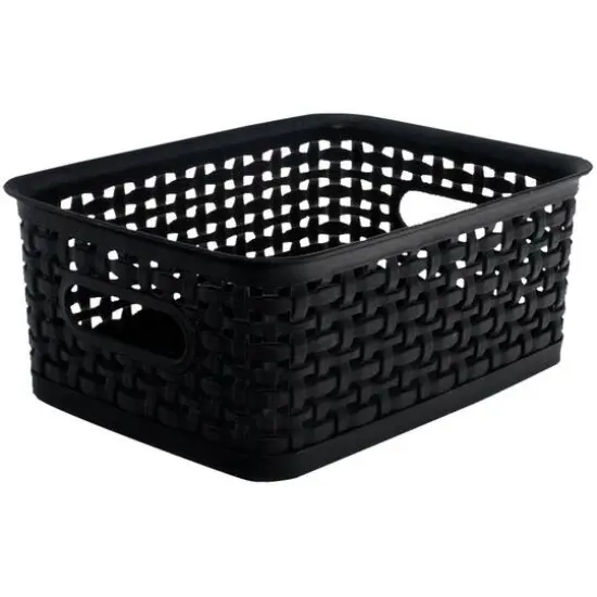 Black Weave Design Plastic Bin {3}