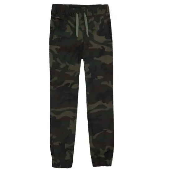 Galaxy by Harvic Boy's Slim Fitting Cotton Stretch Classic Twill Joggers Woodland Camo {1}